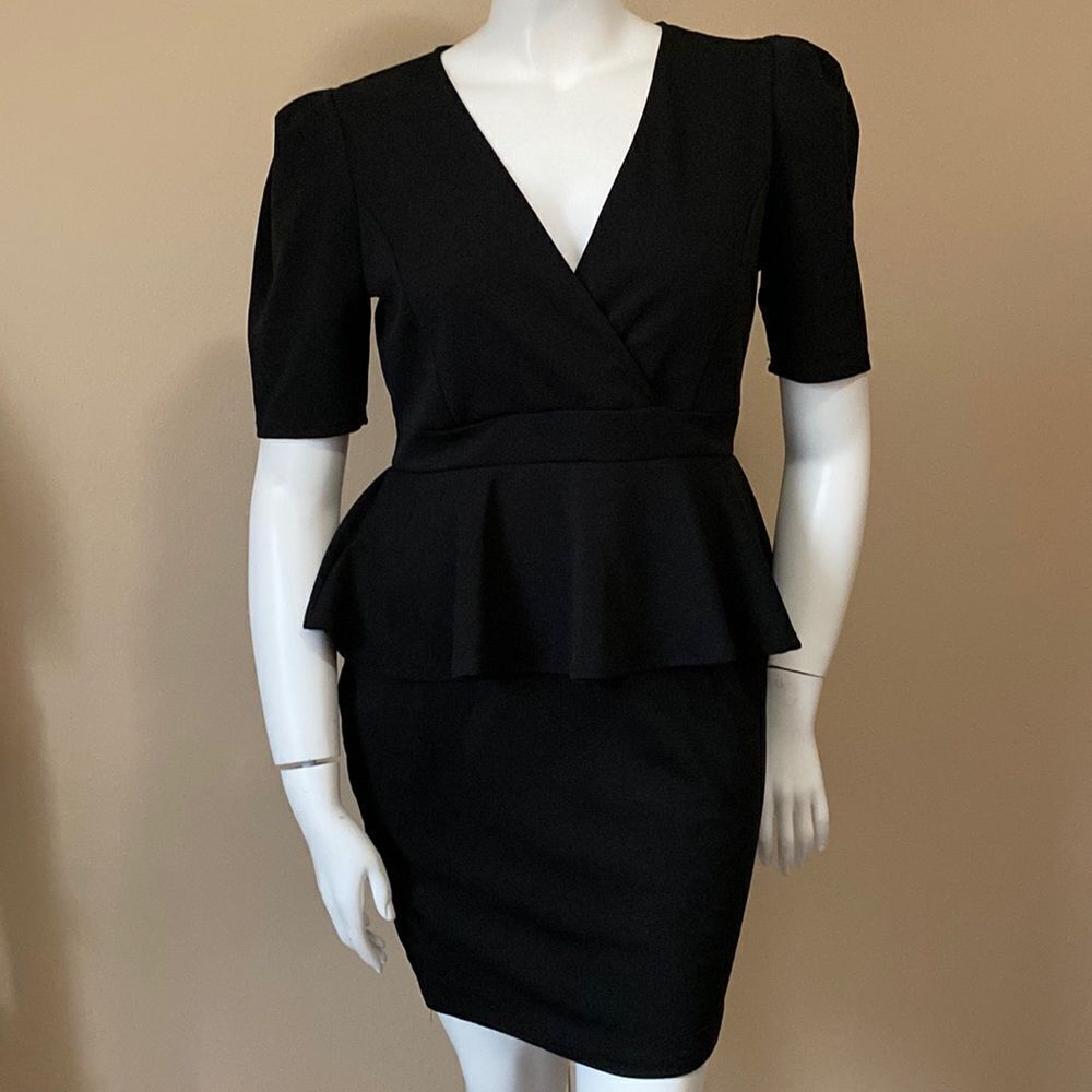 NWT Fashion Nova Black Peplum Dress - Size:1X - Picture 5 of 16